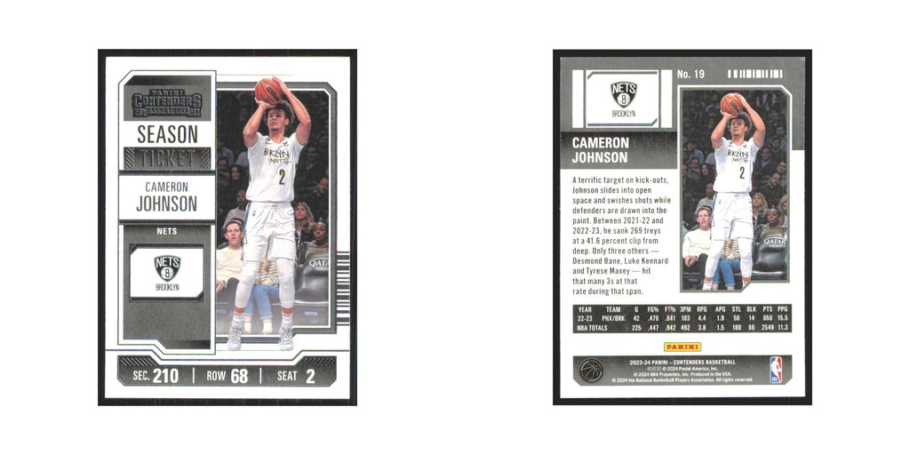 2023 Panini Contenders Cameron Johnson Nets #19