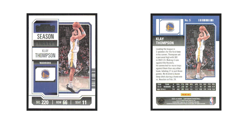 2023 Panini Contenders Klay Thompson Golden State Warriors #5