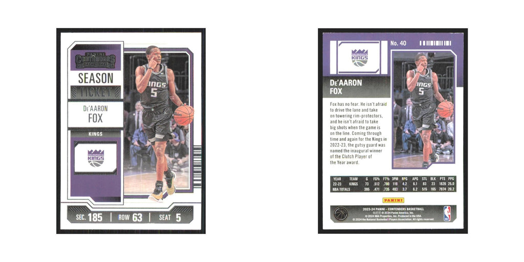 2023 Panini Contenders De'Aaron Fox Kings #40