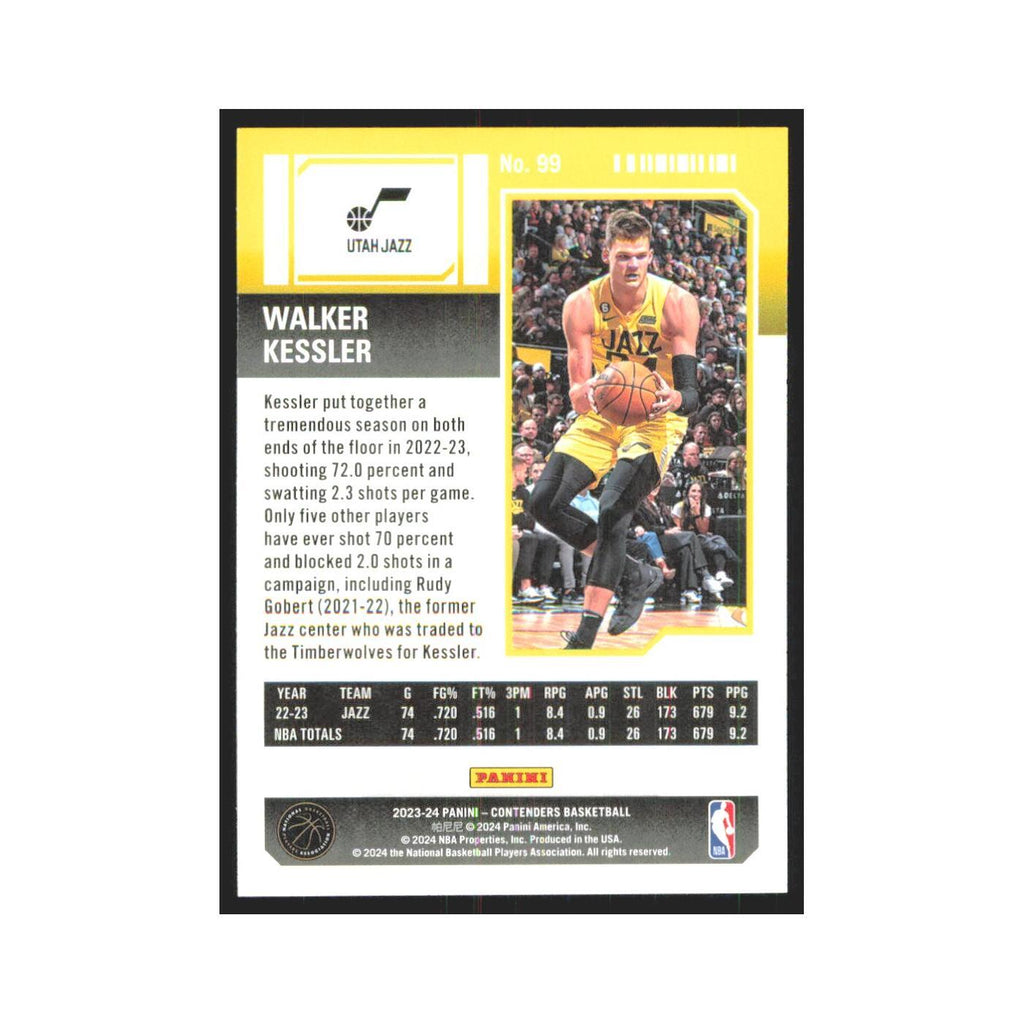 2023 Panini Contenders Walker Kessler Jazz #99