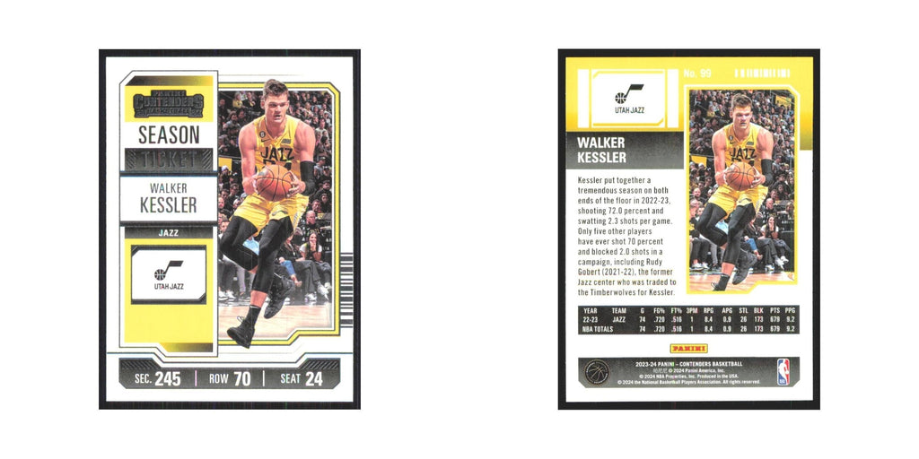 2023 Panini Contenders Walker Kessler Jazz #99