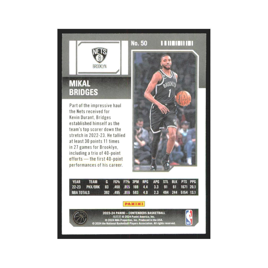2023 Panini Contenders Mikal Bridges Nets #50