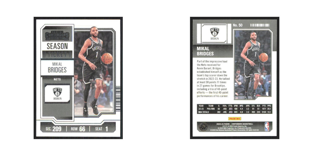 2023 Panini Contenders Mikal Bridges Nets #50