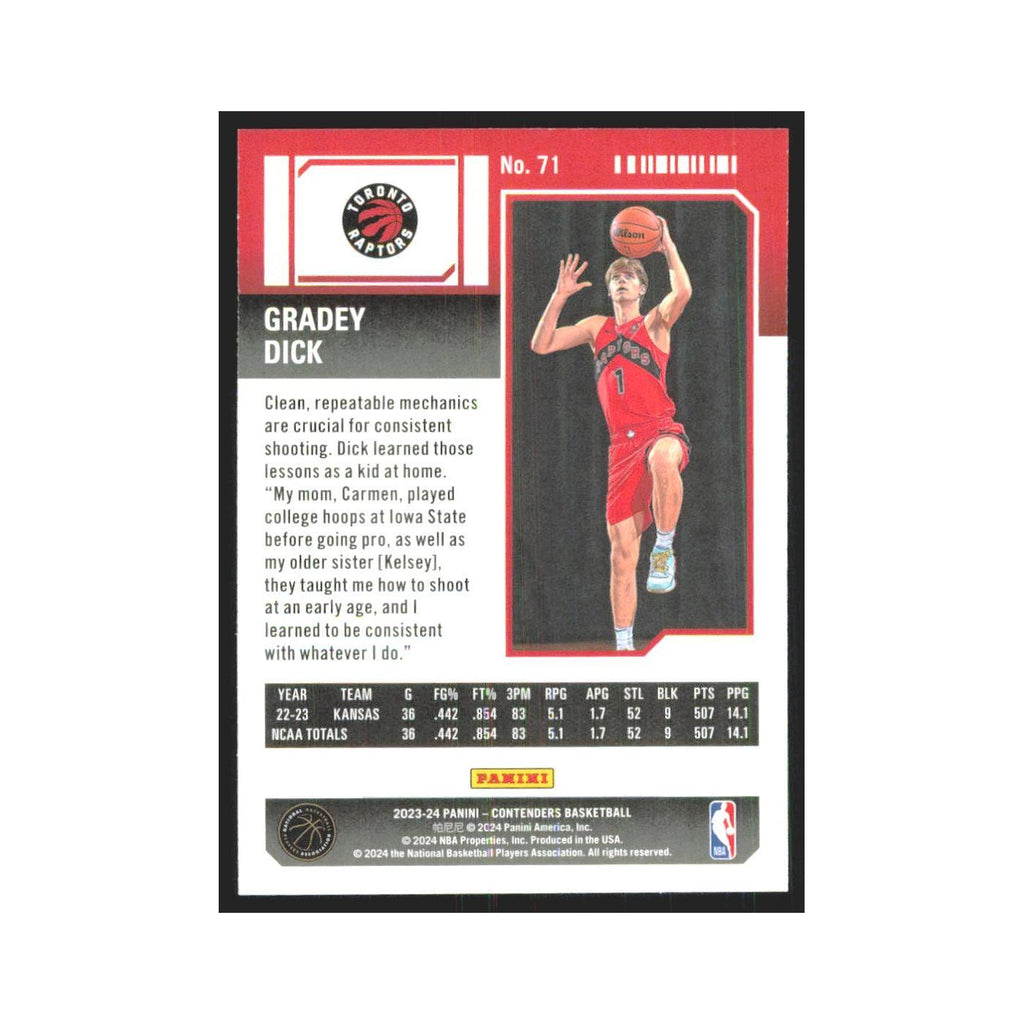 2023 Panini Contenders Gradey Dick Raptors #71