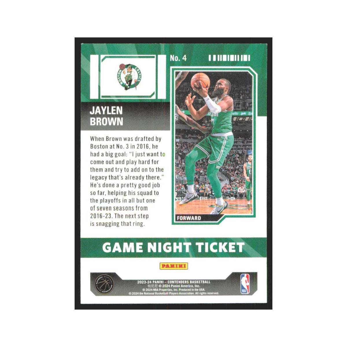 2023 Panini Contenders Jaylen Brown Celtics #4