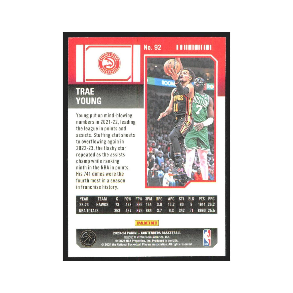 2023 Panini Contenders Trae Young Hawks #92