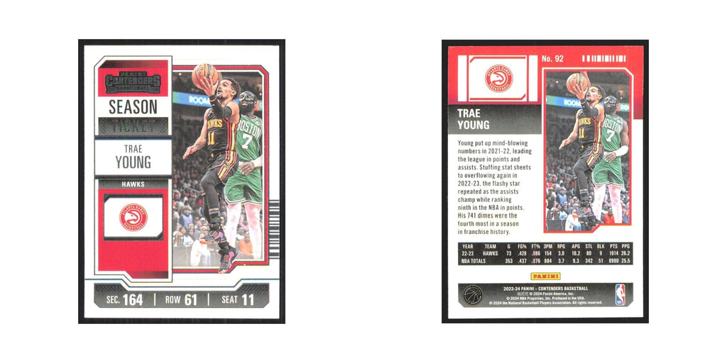 2023 Panini Contenders Trae Young Hawks #92