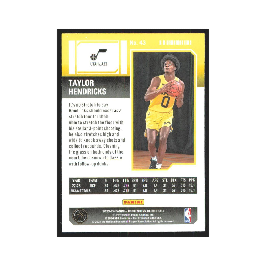 2023 Panini Contenders Taylor Hendricks Jazz #43