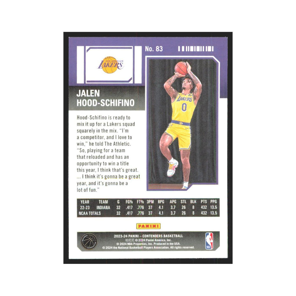 2023 Panini Contenders Jalen Hood-Schifino Lakers #83