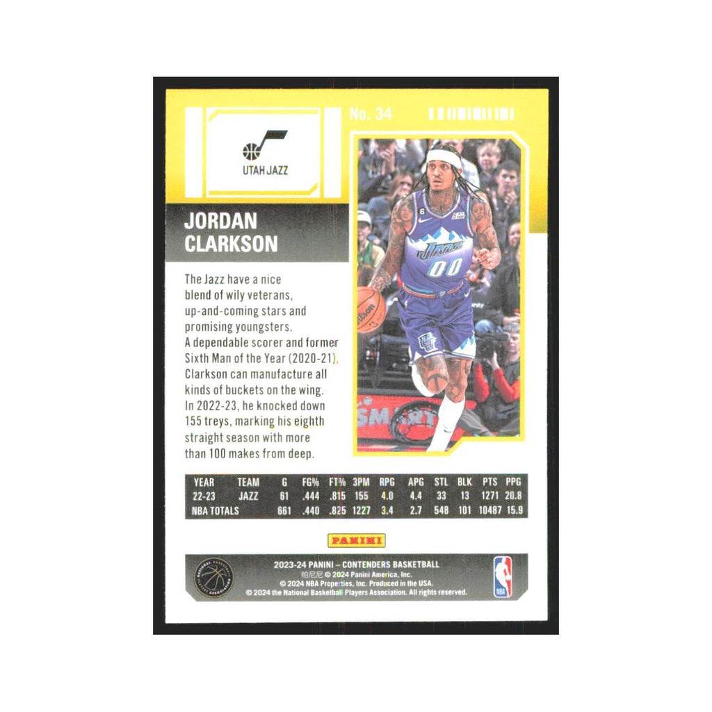 2023 Panini Contenders Jordan Clarkson Jazz #34