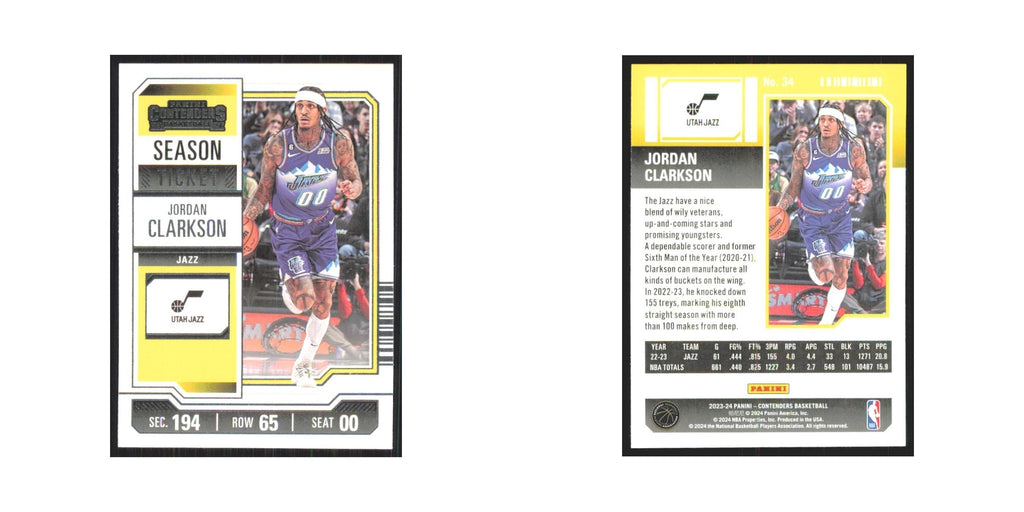 2023 Panini Contenders Jordan Clarkson Jazz #34