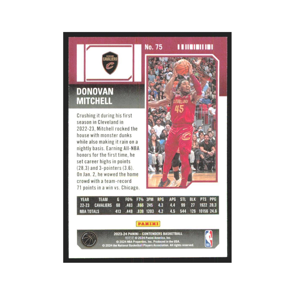 2023 Panini Contenders Donovan Mitchell Cavaliers #75