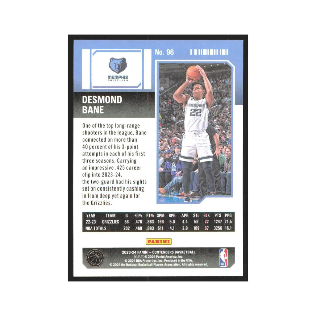 2023 Panini Contenders Desmond Bane Grizzlies #96