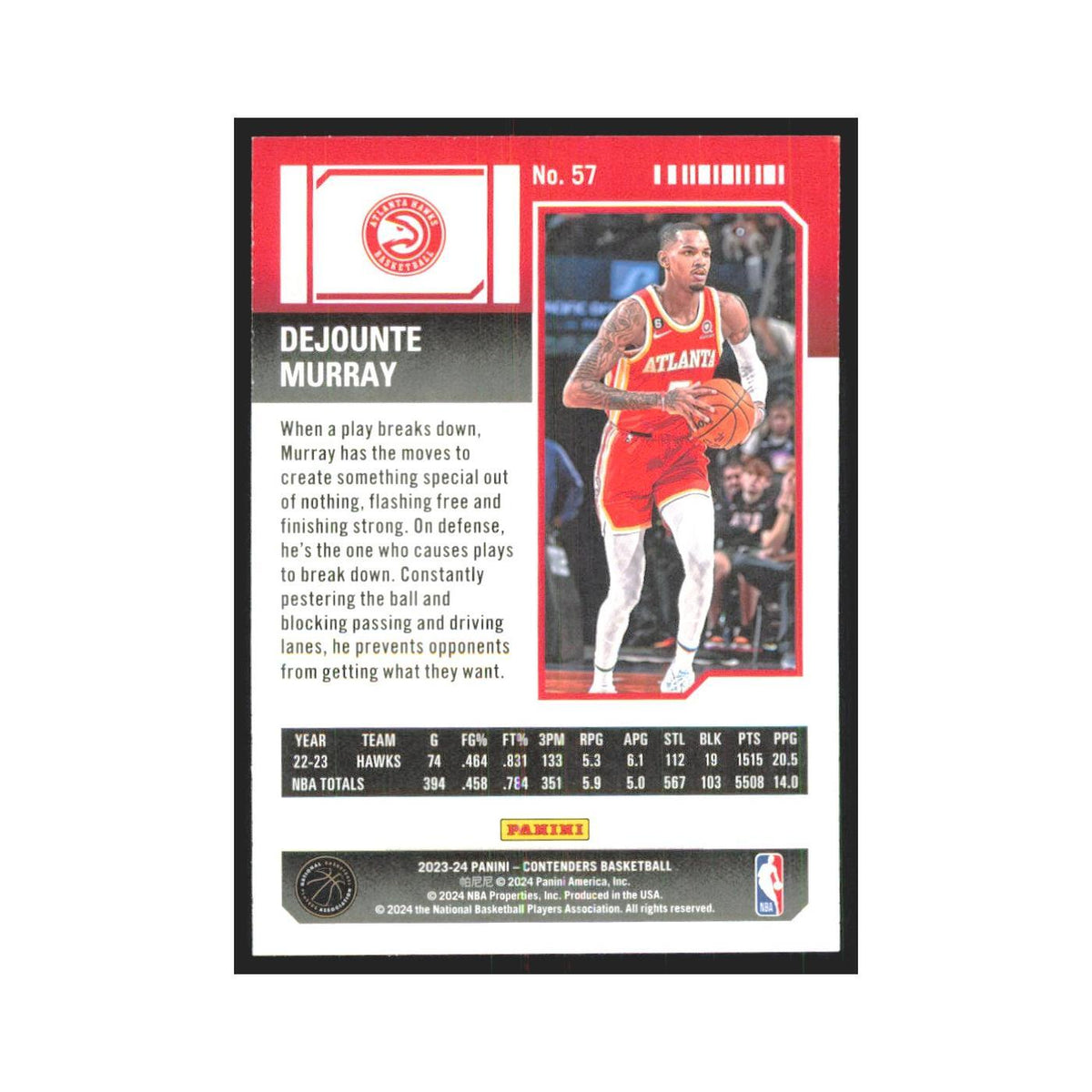 2023 Panini Contenders Dejounte Murray Hawks #57