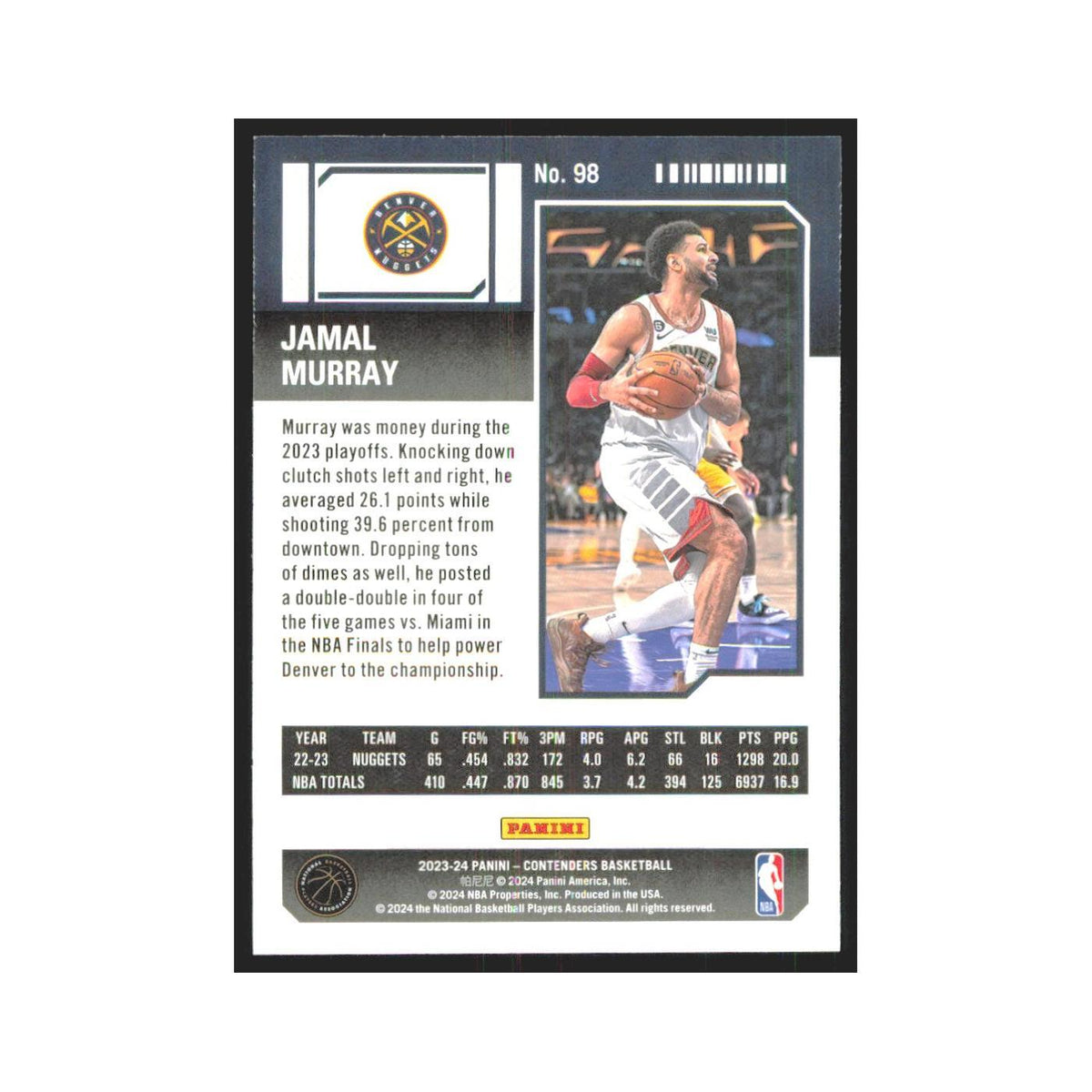 2023 Panini Contenders Jamal Murray Nuggets #98