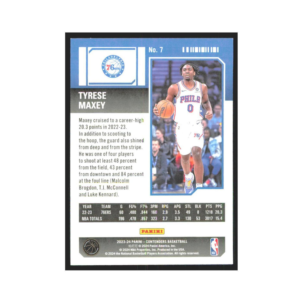 2023 Panini Contenders Tyrese Maxey 76ers #7