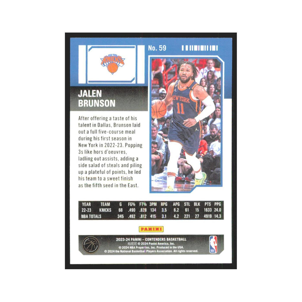 2023 Panini Contenders Jalen Brunson Knicks #59