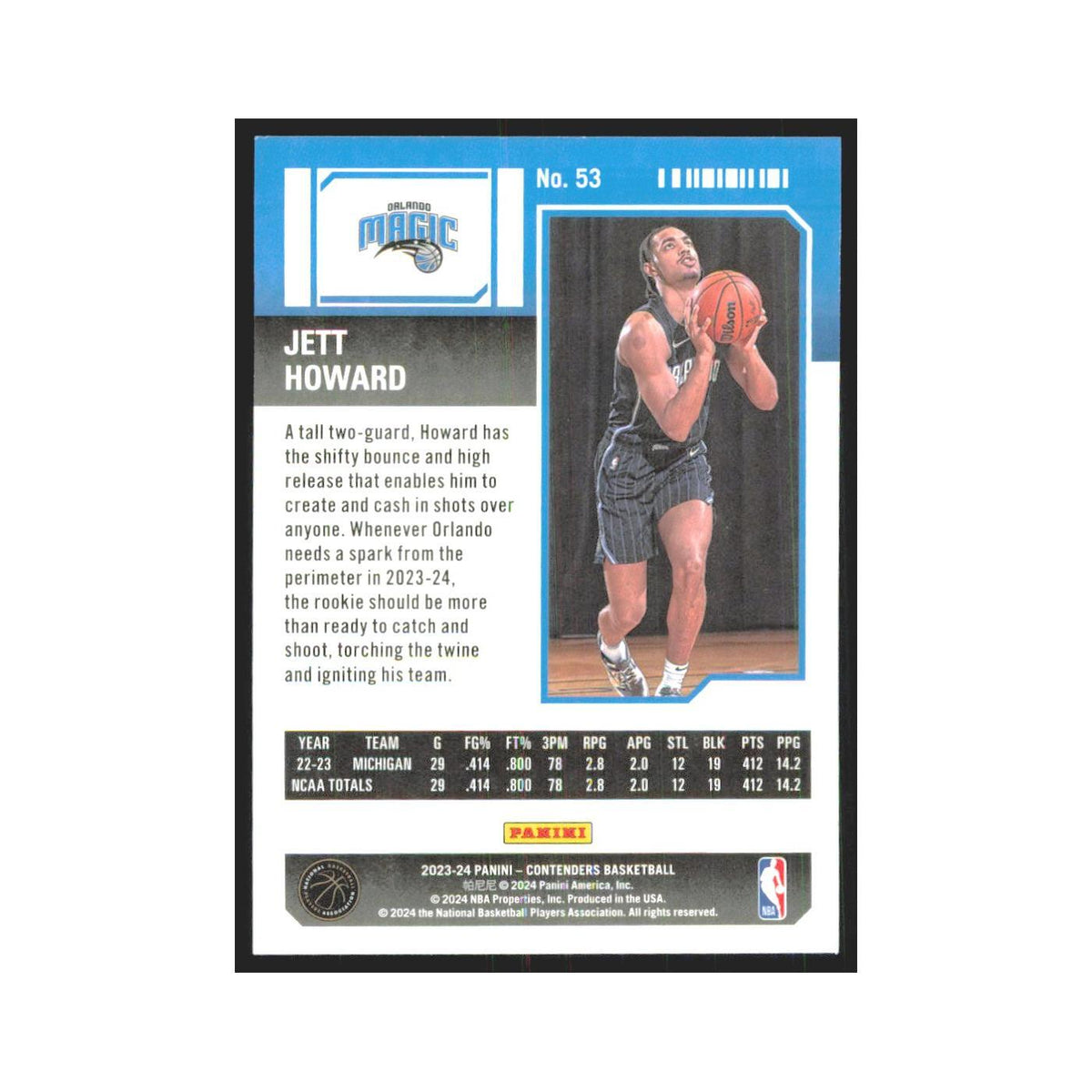 2023 Panini Contenders Jett Howard Magic #53