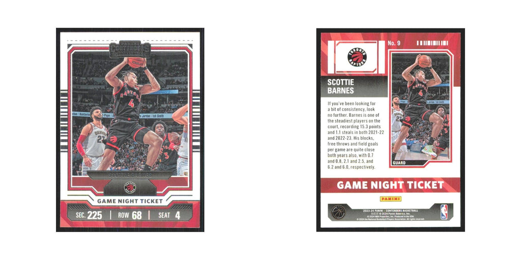 2023 Panini Contenders Scottie Barnes Raptors #9