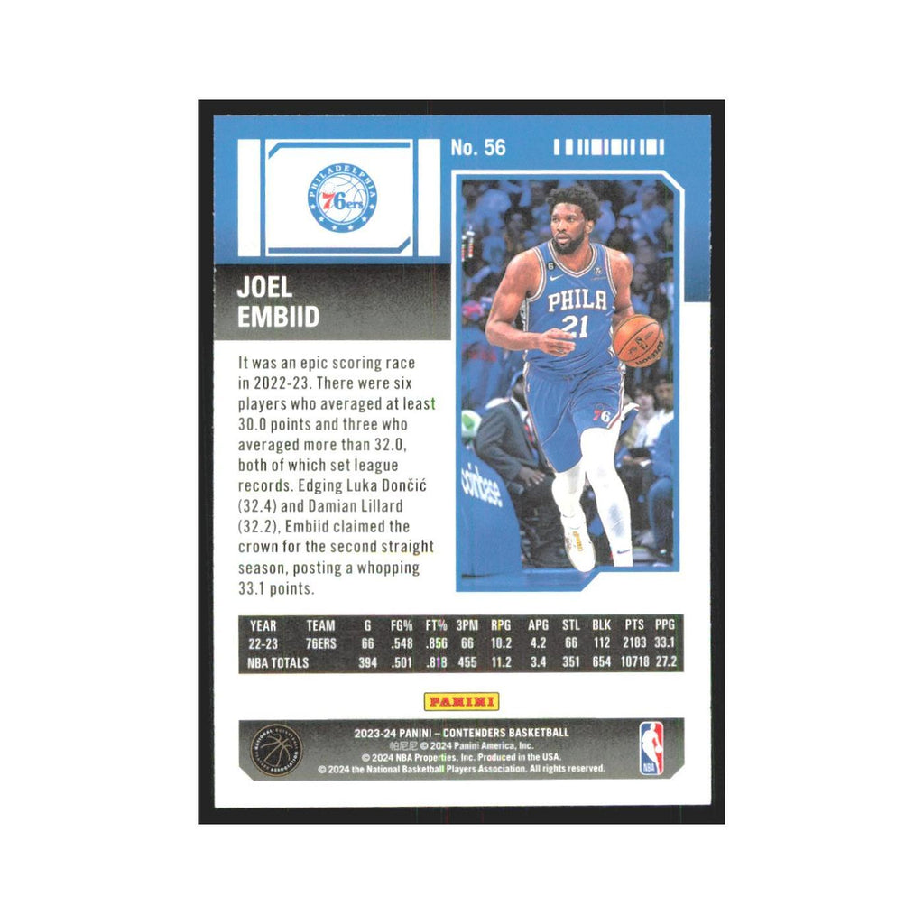 2023 Panini Contenders Joel Embiid 76ers #56