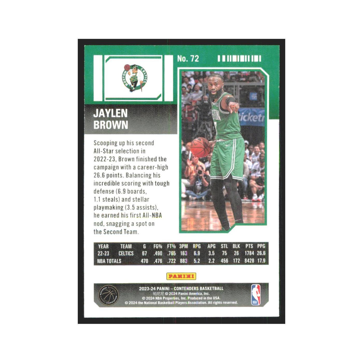 2023 Panini Contenders Jaylen Brown Celtics #72