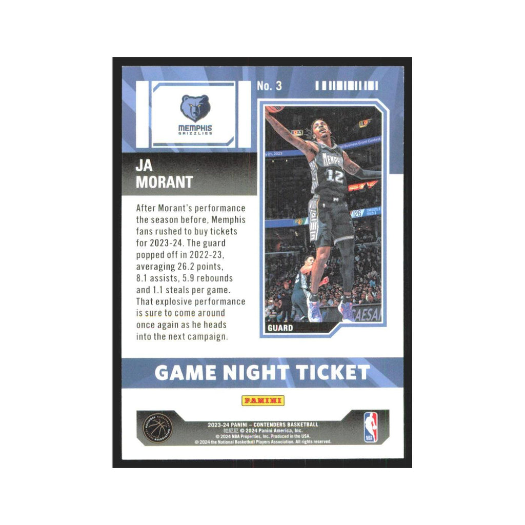 2023 Panini Contenders Ja Morant Grizzlies #3