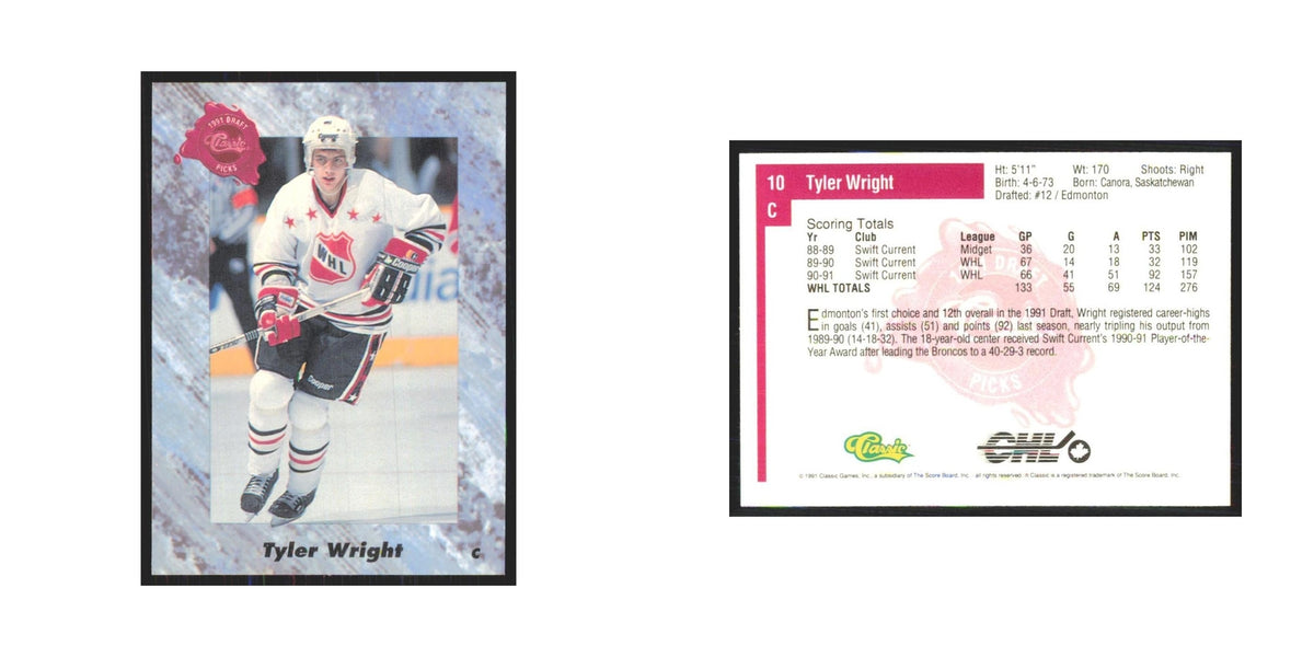Tyler Wright 1991 Classic #10 Edmonton Oilers Hockey Card NM