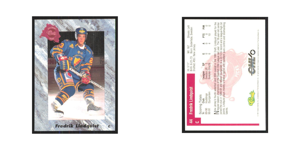 Fredrik Lindquist 1991 Classic #44 New Jersey Devils Hockey Card NM