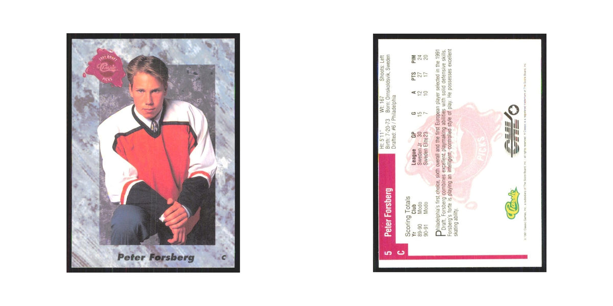 Peter Forsberg 1991 Classic #5 Philadelphia Flyers Hockey Card NM