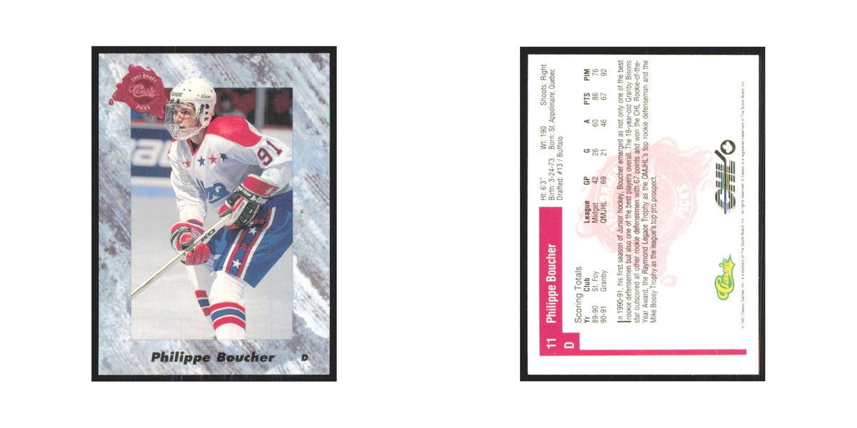 Philippe Boucher 1991 Classic #11 Buffalo Sabres Hockey Card NM