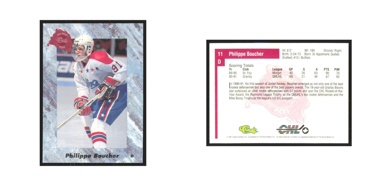Philippe Boucher 1991 Classic #11 Buffalo Sabres Hockey Card NM