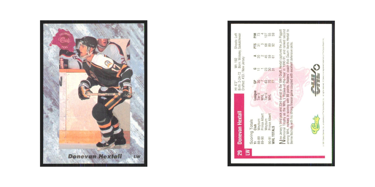 Donevan Hextall 1991 Classic #29 New Jersey Devils Hockey Card NM