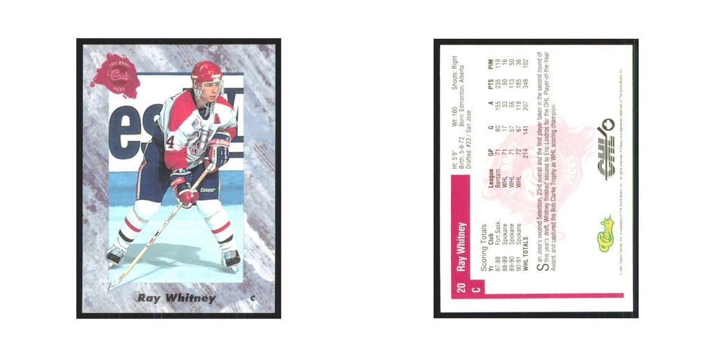 Ray Whitney 1991 Classic #20 San Jose Sharks Hockey Card NM