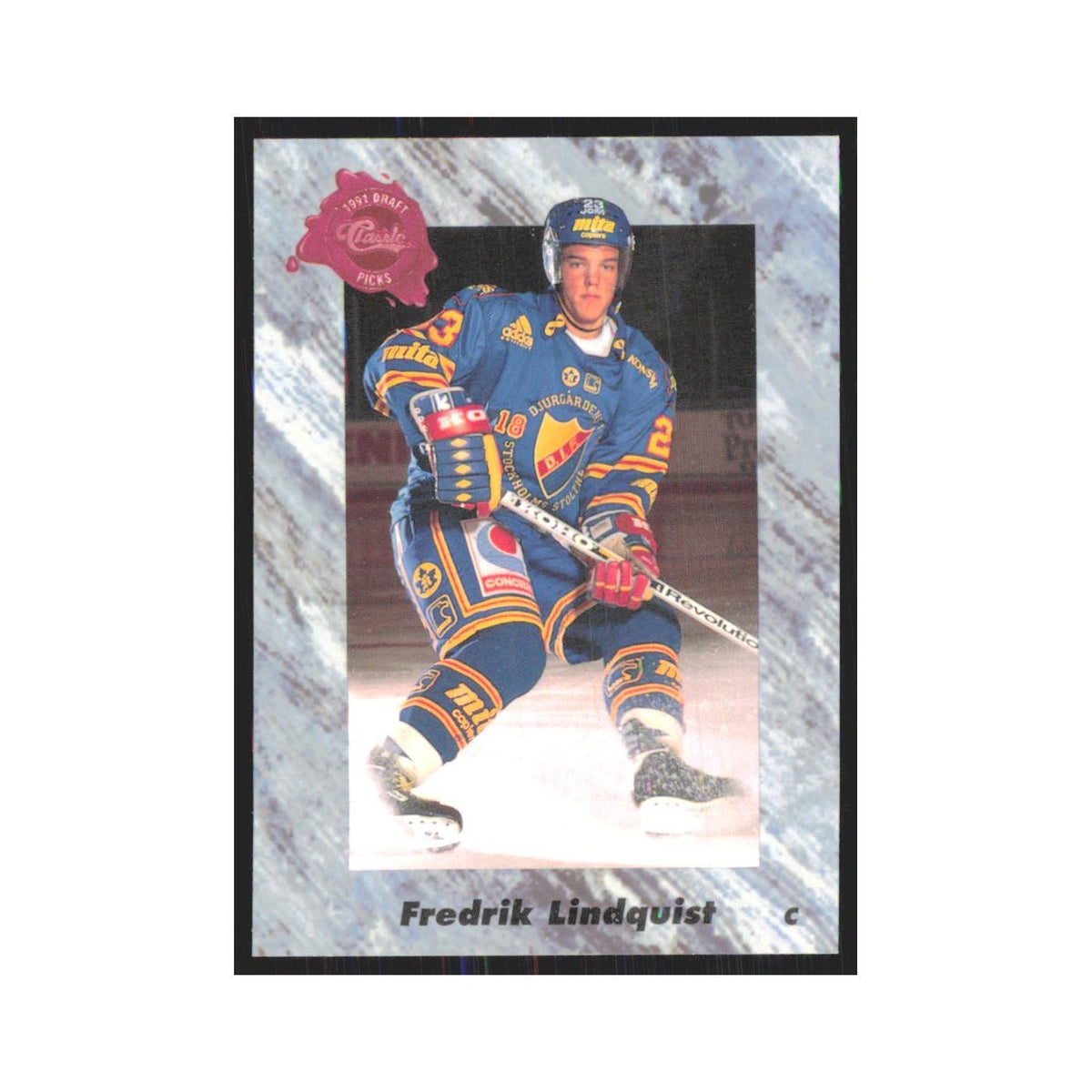 Fredrik Lindquist 1991 Classic #44 New Jersey Devils Hockey Card NM