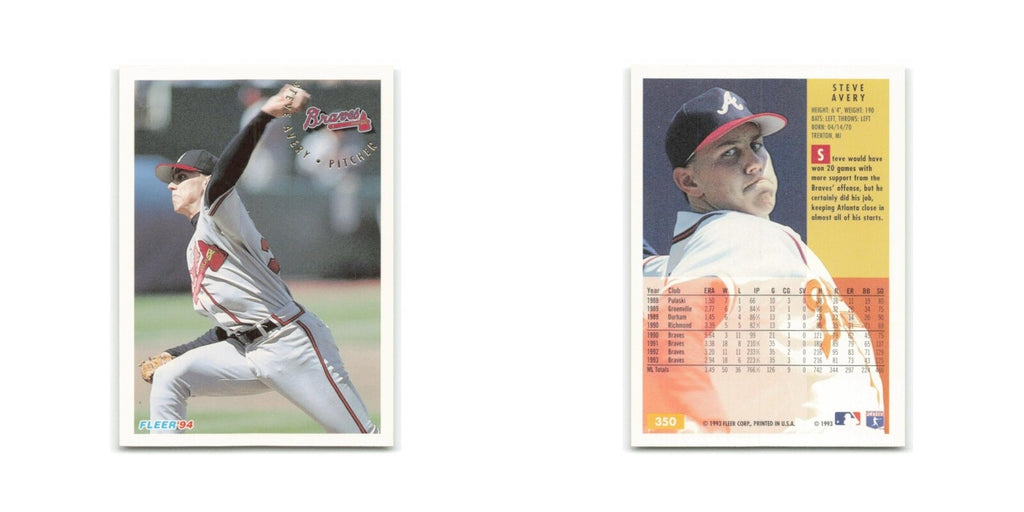 Steve Avery 1994 Fleer #350 Atlanta Braves Baseball Card NM