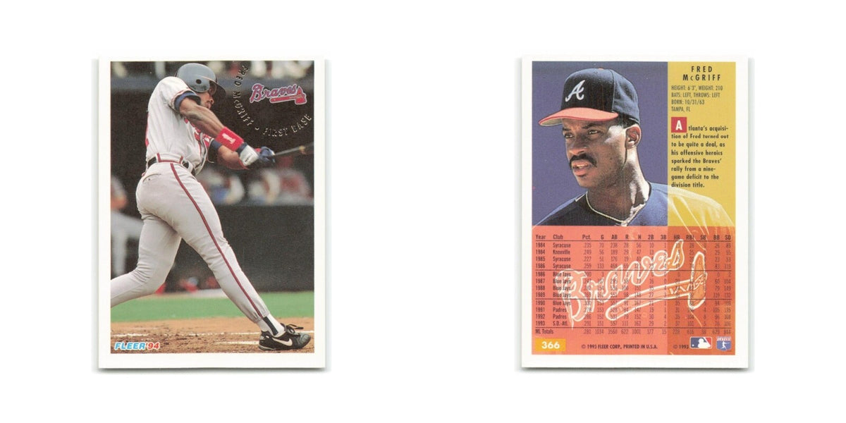 Fred McGriff 1994 Fleer #366 Atlanta Braves Baseball Card NM