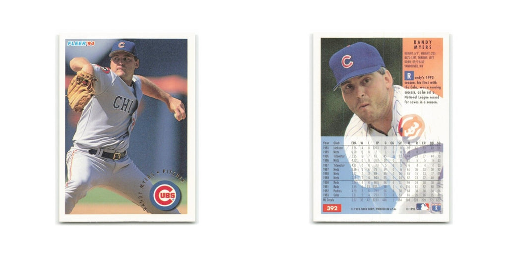 Randy Myers 1994 Fleer #392 Chicago Cubs Baseball Card NM