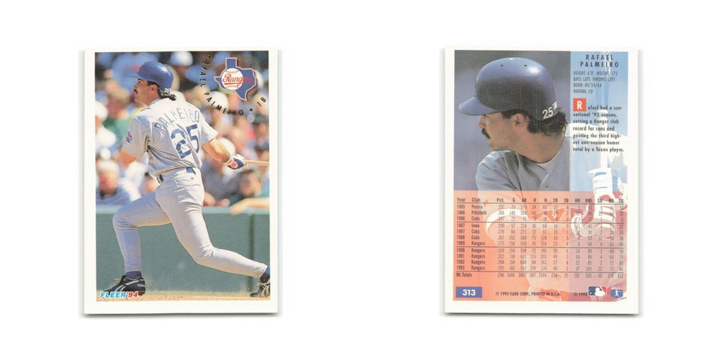 Rafael Palmeiro 1994 Fleer #313 Texas Rangers Baseball Card NM