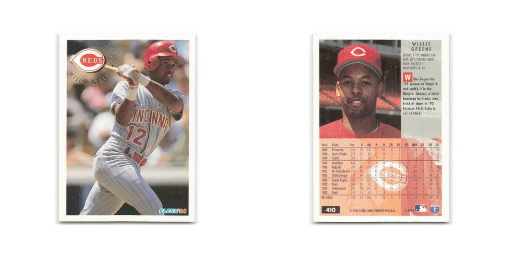 Willie Greene 1994 Fleer #410 Cincinnati Reds Baseball Card NM