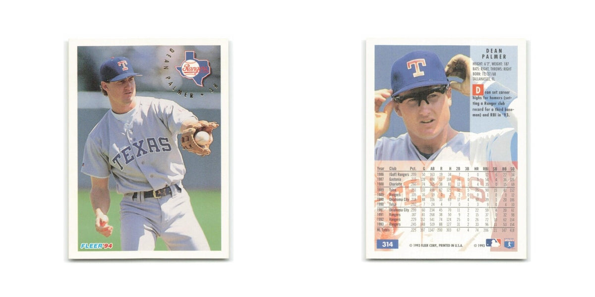 Dean Palmer 1994 Fleer #314 Texas Rangers Baseball Card NM