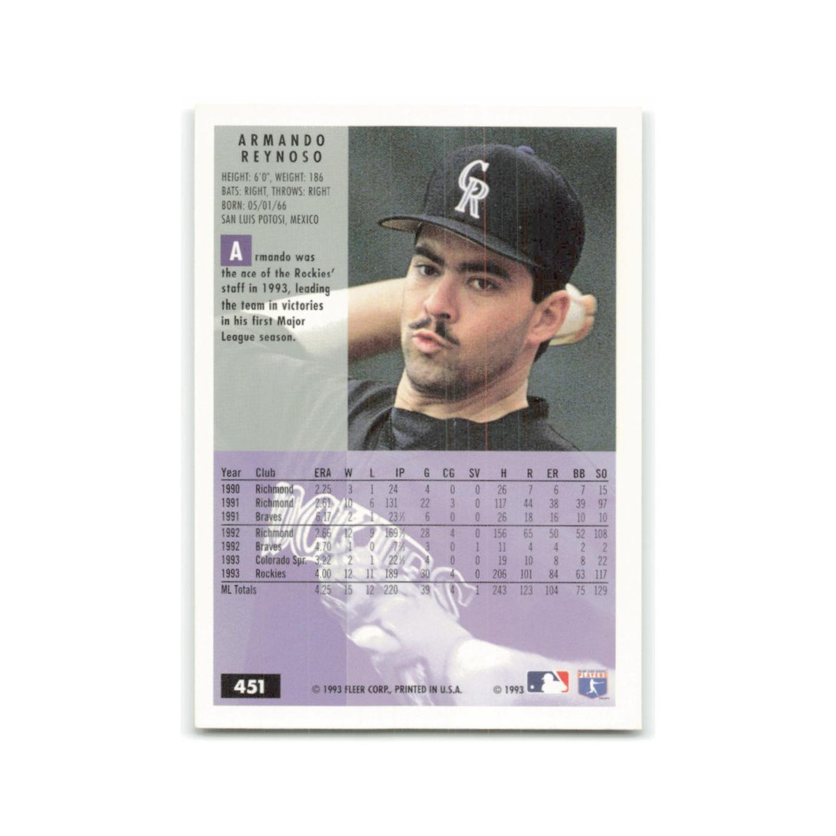 Armando Reynoso 1994 Fleer #451 Colorado Rockies Baseball Card NM