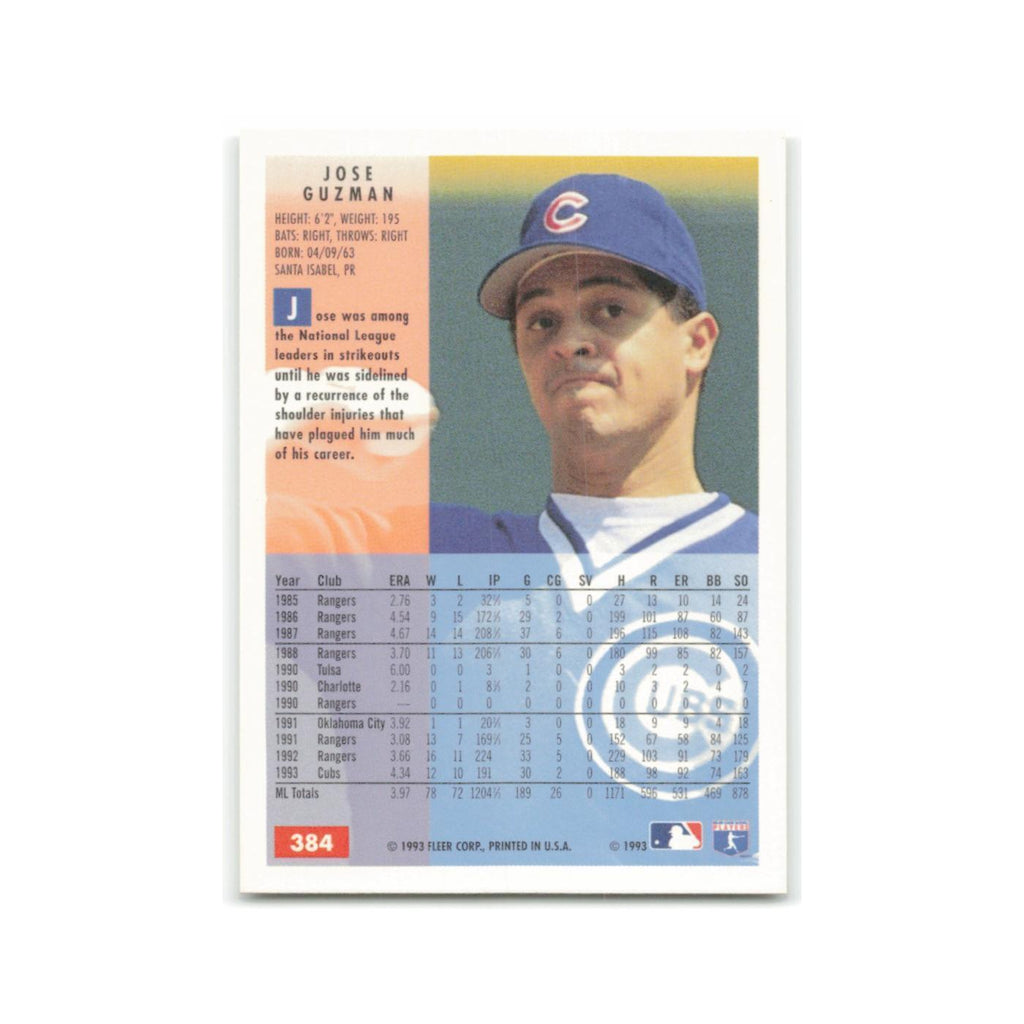 Jose Guzman 1994 Fleer #384 Chicago Cubs Baseball Card NM