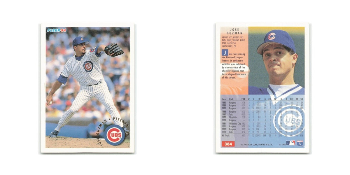 Jose Guzman 1994 Fleer #384 Chicago Cubs Baseball Card NM