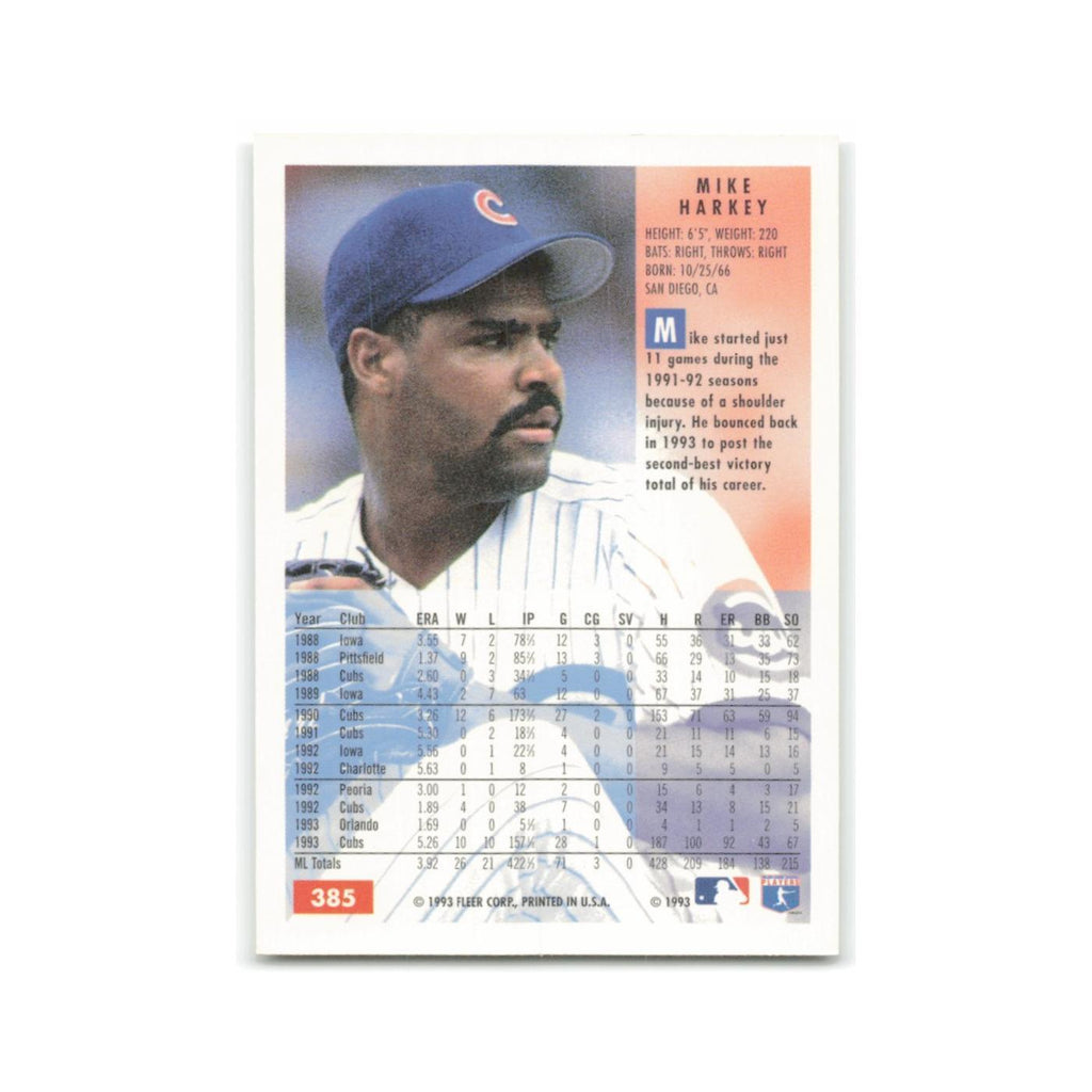 Mike Harkey 1994 Fleer #385 Chicago Cubs Baseball Card NM