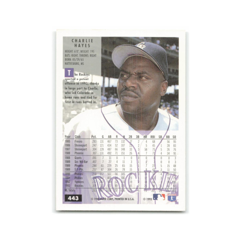 Charlie Hayes 1994 Fleer #443 Colorado Rockies Baseball Card NM