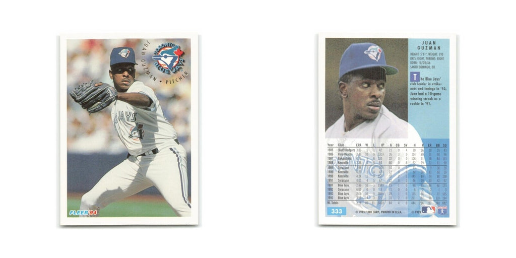 Juan Guzman 1994 Fleer #333 Toronto Blue Jays Baseball Card NM