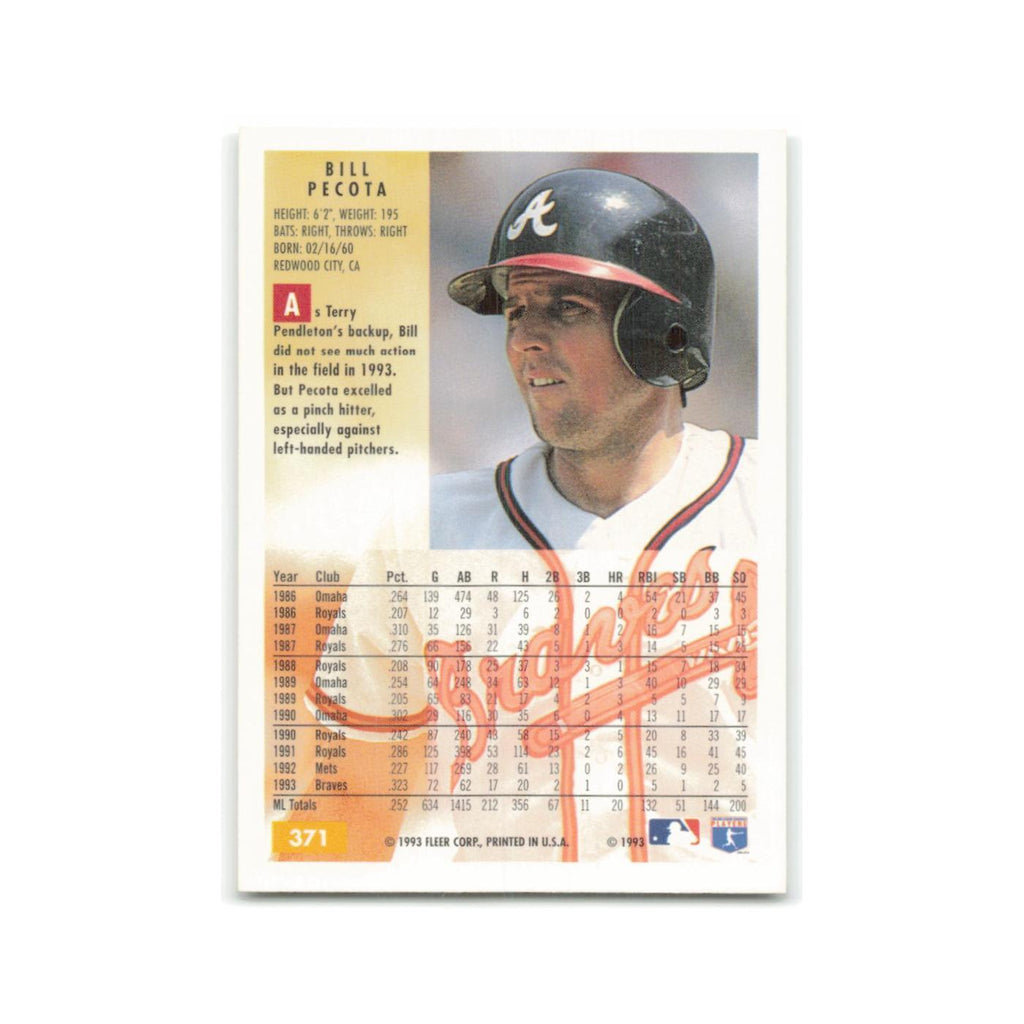 Bill Pecota 1994 Fleer #371 Atlanta Braves Baseball Card NM