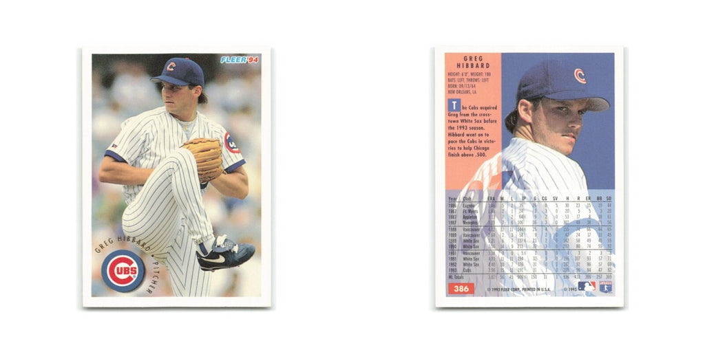 Greg Hibbard 1994 Fleer #386 Chicago Cubs Baseball Card NM