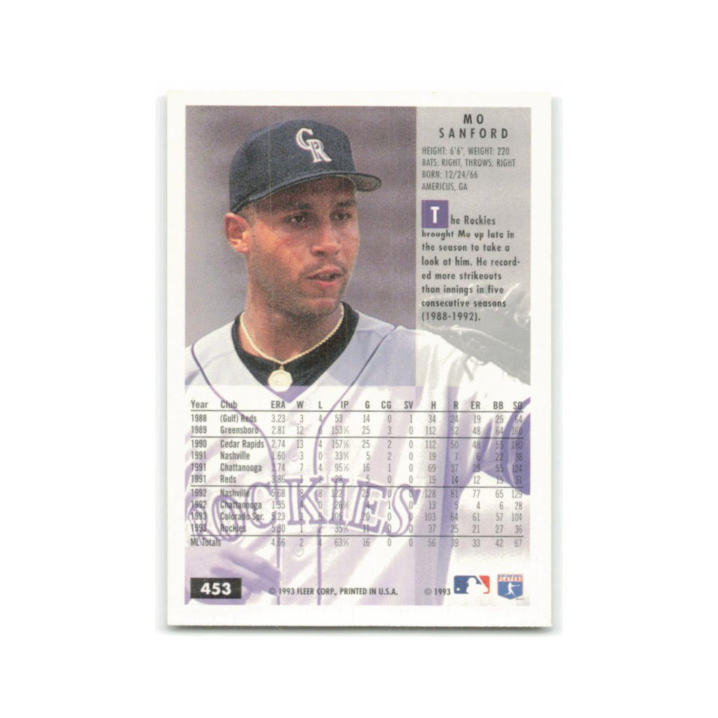 Mo Sanford 1994 Fleer #453 Colorado Rockies Baseball Card NM