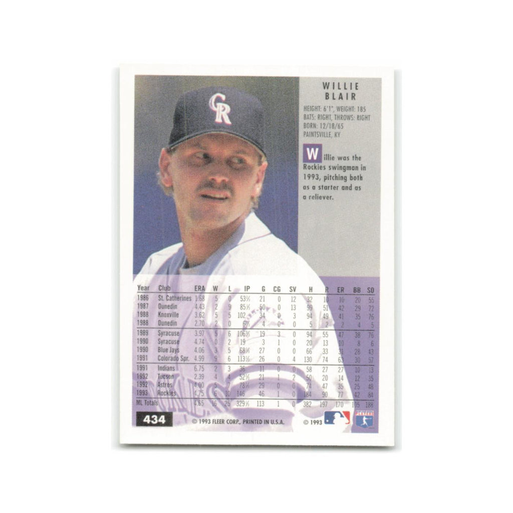 Willie Blair 1994 Fleer #434 Colorado Rockies Baseball Card NM